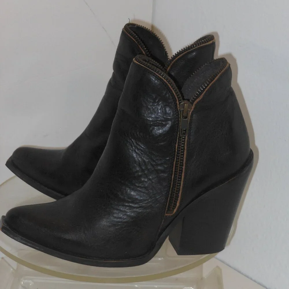 JEFFREY CAMPBELL BROWN POINTED TOE LEATHER ANKLE BOOTS SIZE (37) OR US SIZE 6.5 - Picture 6 of 9